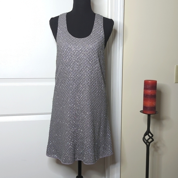 Joie Peri F Beaded Sequined Silk Sleeveless Scoop Neck Racerback Mini Dress XS - Picture 3 of 14